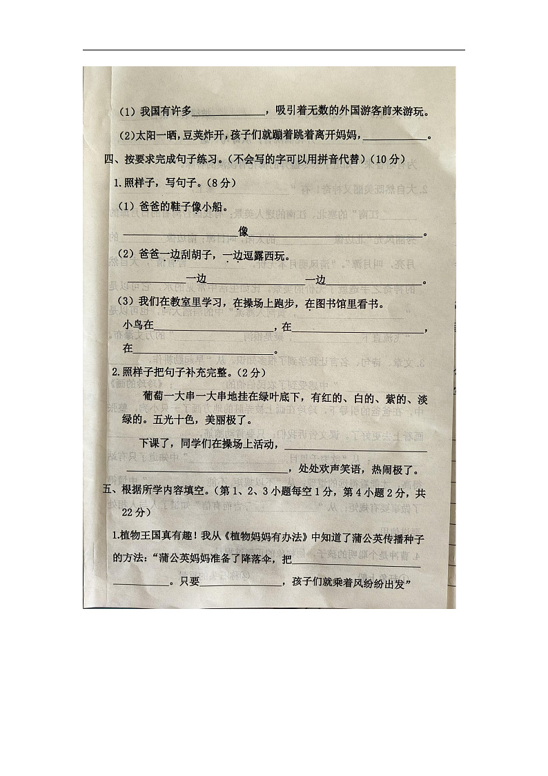 河北省廊坊市霸州市2024-2025学年二年级上学期11月期中语文试题第3页