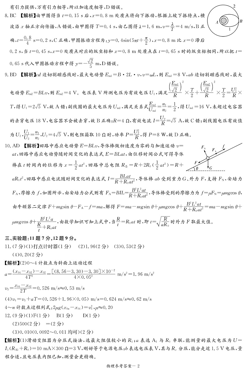 物理答案（湘东十校10月联考）第2页