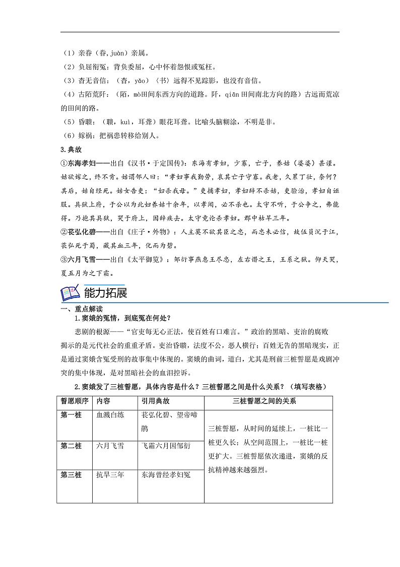 人教版高中语文必修下册同步讲义第4课《窦娥冤》（节选）（学生版）第2页