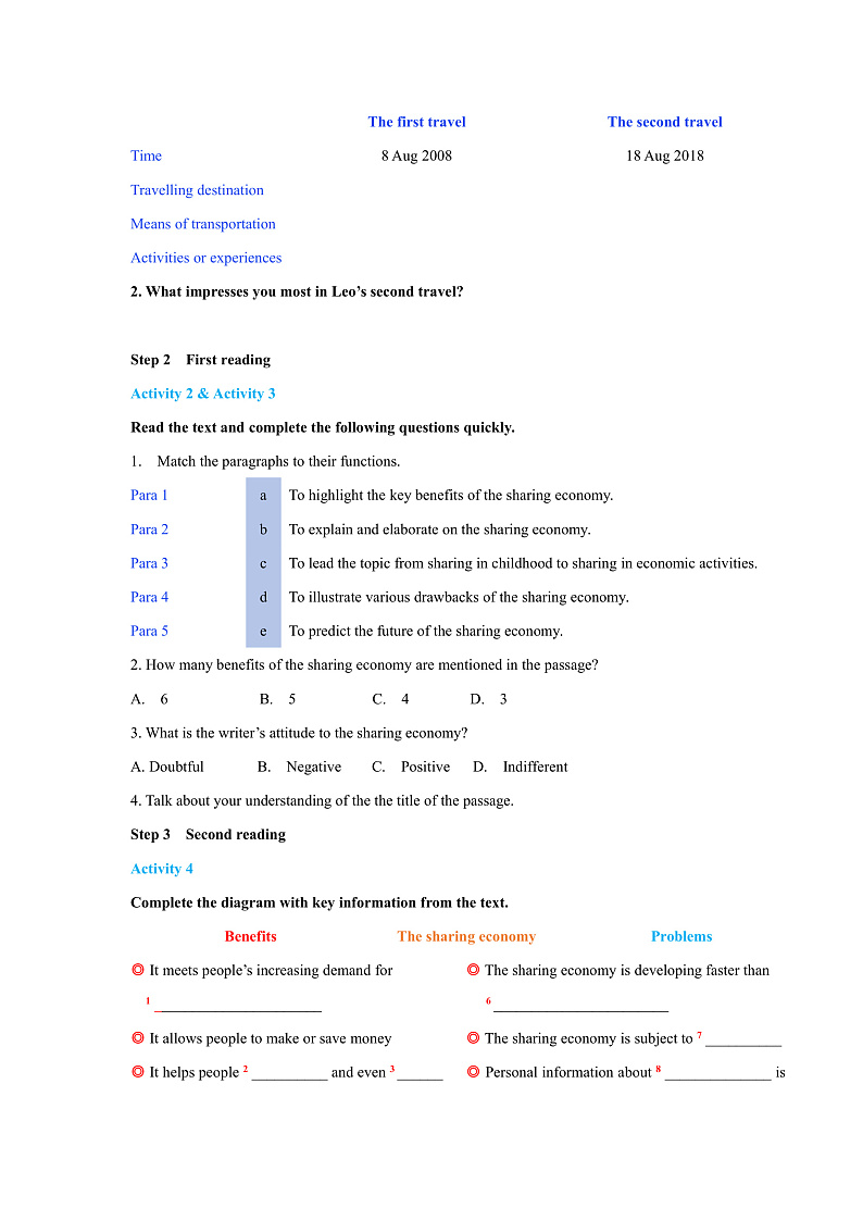 外研版高中英语选择性必修四Unit 4 Period 3《Developing ideas and presen》学案第2页