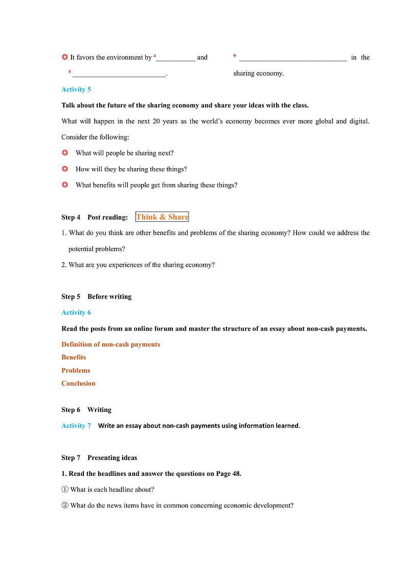 外研版高中英语选择性必修四Unit 4 Period 3《Developing ideas and presen》学案第3页