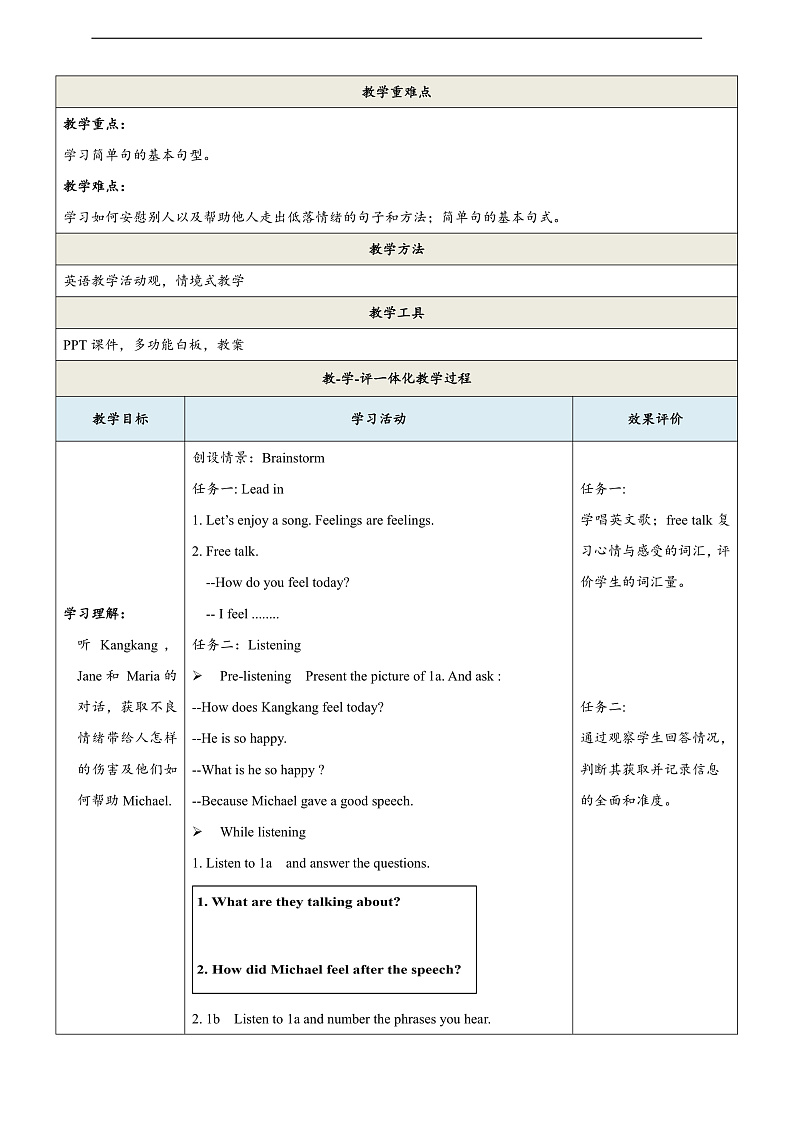 仁爱科普版英语八下 Unit 5 Topic 3 《Feeling Excited》Section B 教案第2页