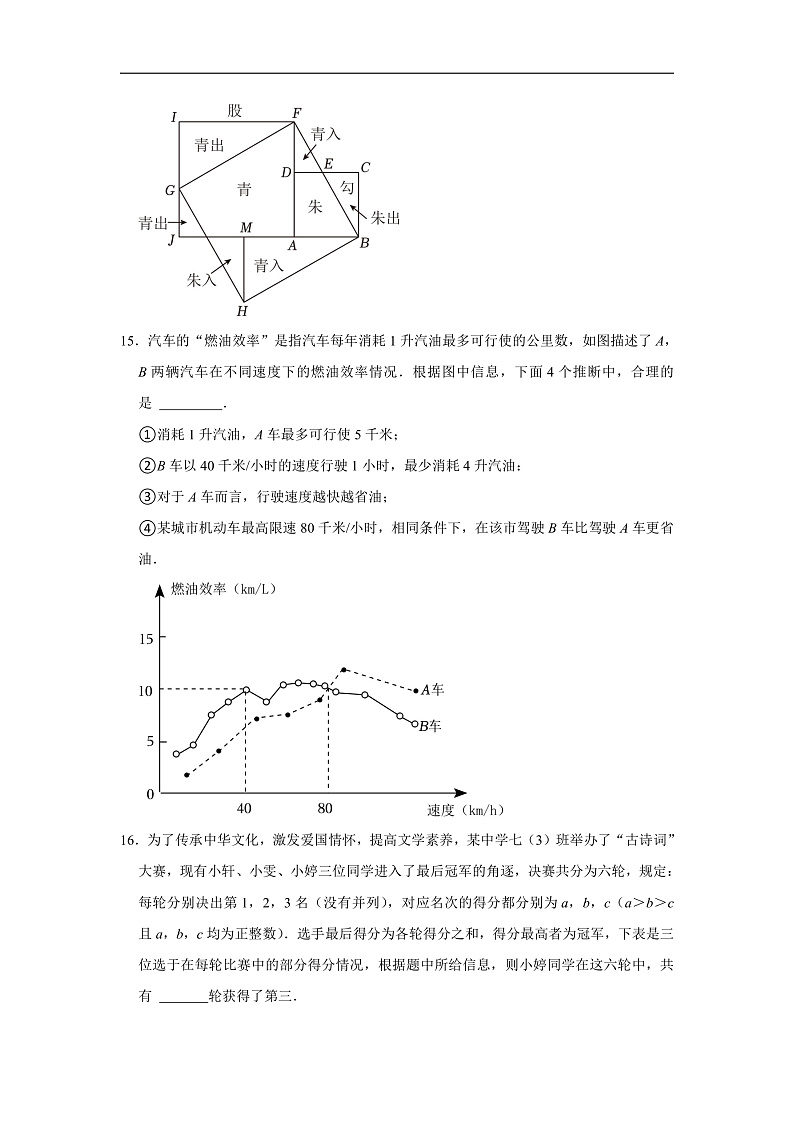 2024年北京市朝阳区陈经纶中学中考数学一模模拟试卷（含解析）第3页