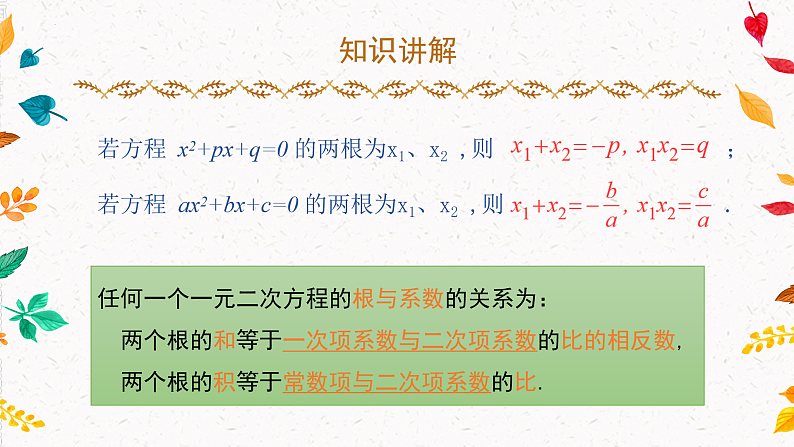 2.4+一元二次方程根与系数的关系（课件）第7页
