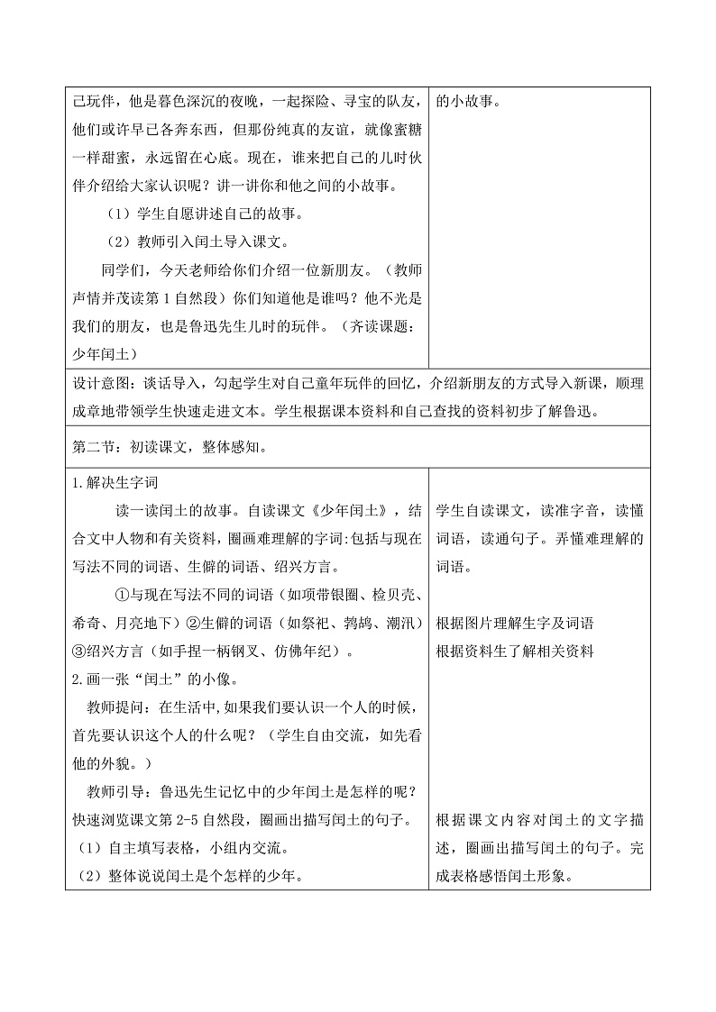 统编版六上第八单元 少年闰土 教案第2页