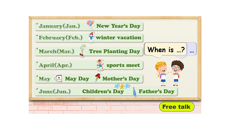 人教PEP版英语五下 Unit 3《My school calendar》Part B&C Read and write _ Story time 课件第6页