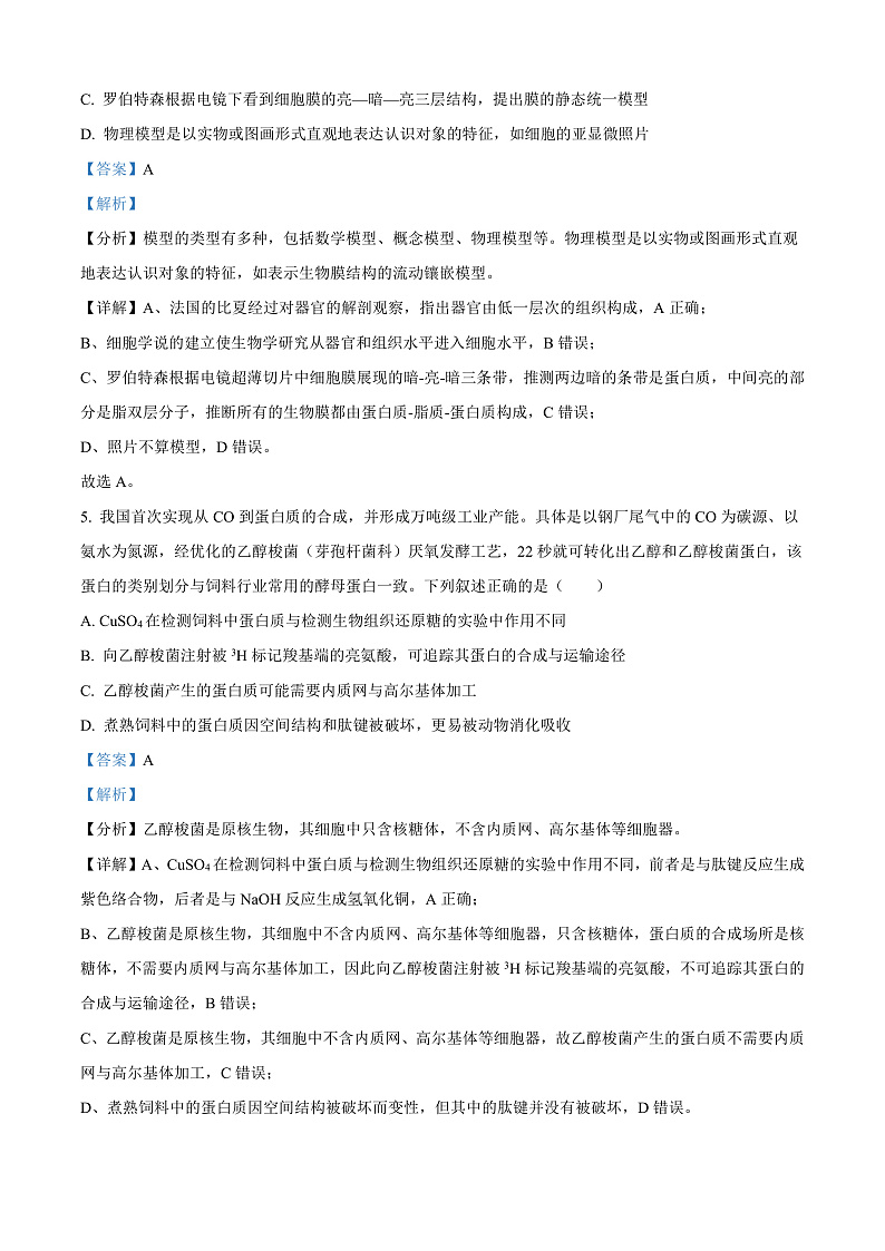 安徽省阜阳市第一中学2024-2025学年高一上学期期中生物试题  Word版含解析第3页