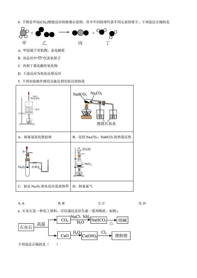 安徽省六安第一中学2024-2025学年高一上学期11月期中考试 化学试题 Word版无答案第2页