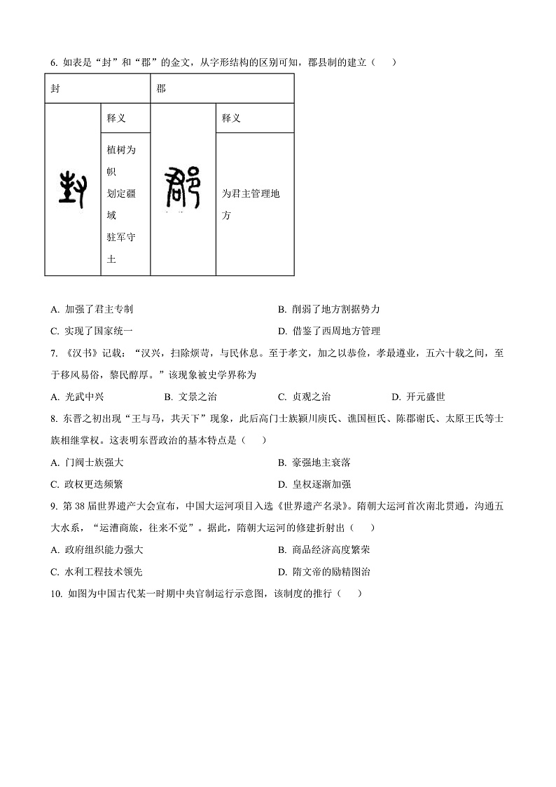 江苏省徐州市铜山区2024-2025学年高二上学期期中考试历史试题无答案第2页