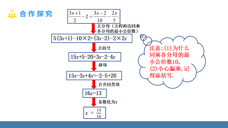 华师大版（2024）七年级数学下册课件 5.2.2 第2课时 解一元一次方程——去分母第7页