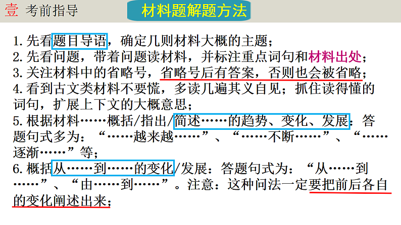 人教版初中历史八上期末复习核心考点一遍过专题一3： 考前临门一脚（考前指导+单元概念+观点总结+重点标志） 课件第5页