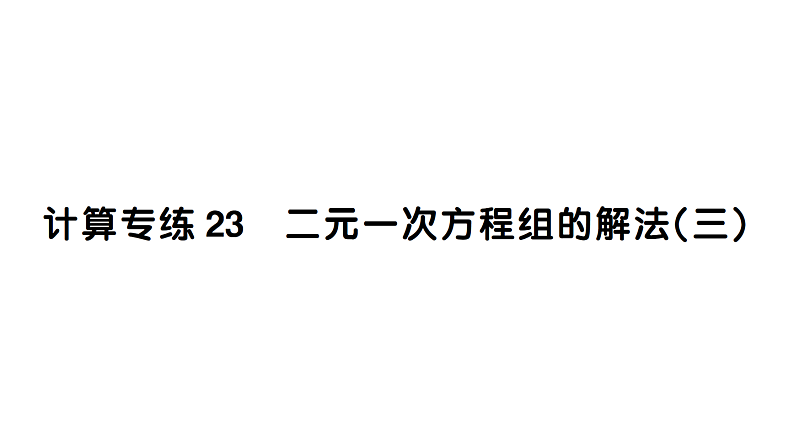初中数学新湘教版七年级上册期末计算专练23 二元一次方程组的解法(三)作业课件2024秋第1页