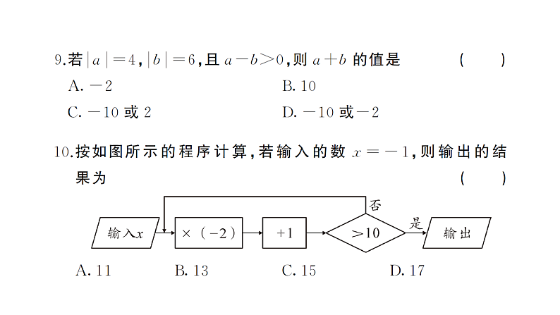 初中数学新湘教版七年级上册第1章 有理数综合训练作业课件2024秋第6页