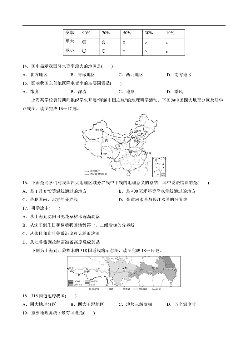 人教版地理八年级下册 5.0《中国的地理差异》分层练习第3页