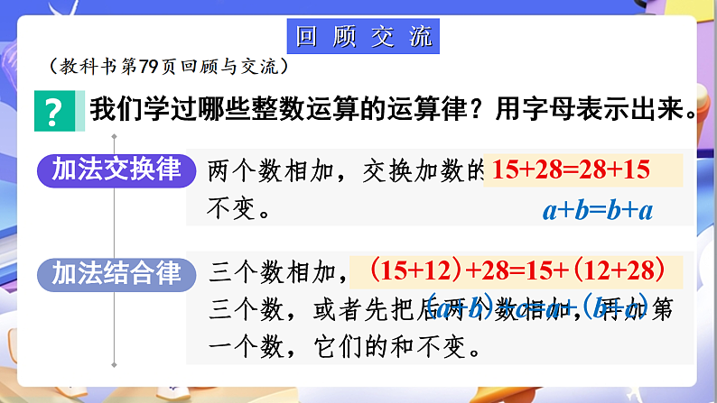 北师大版数学六年级下册《总复习 数与代数 运算律》课件第3页
