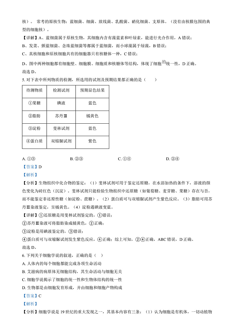 湖南省长沙市第十一中学2024-2025学年高一上学期12月月考生物试题（解析版）第3页