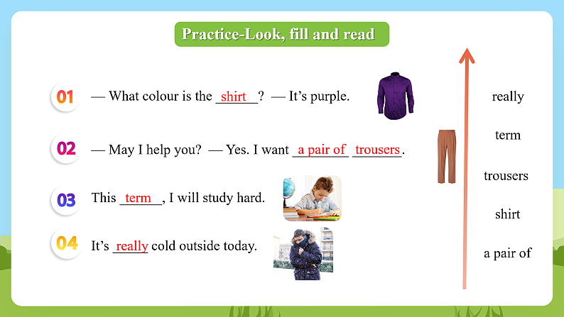 科普版英语四下Unit2 Lesson 2《What colour are the trousers》第二课时 课件第6页