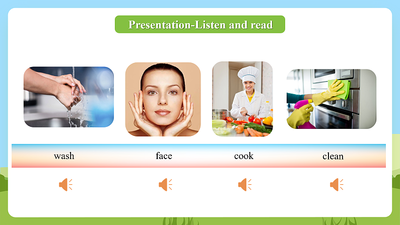 科普版英语四下Unit10 Lesson 10《Are you washing your face》第二课时 课件第5页