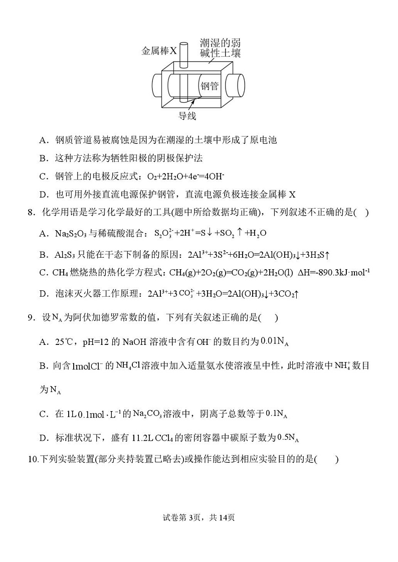 河北省石家庄市辛集中学2024-2025学年高二年级上学期期末考试化学试题第3页