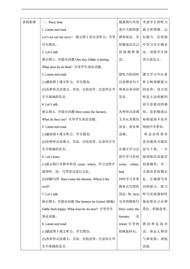 沪教牛津版（六三制一起）英语一下 Unit 12《A boy and a wolf》第二课时 教案第2页