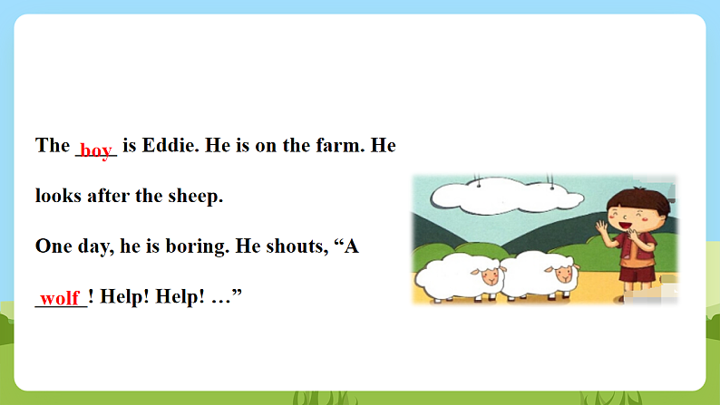 沪教牛津版（六三制一起）英语一下 Unit 12《A boy and a wolf》第三课时 课件第5页
