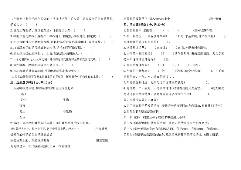 苏教版小学科学四年级下册《期末试题》3（含答案）第2页