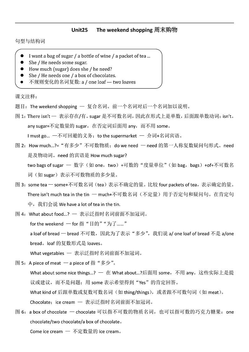 新概念英语(青少版)英语1B Unit 25 《The weekend shopping》教案第1页