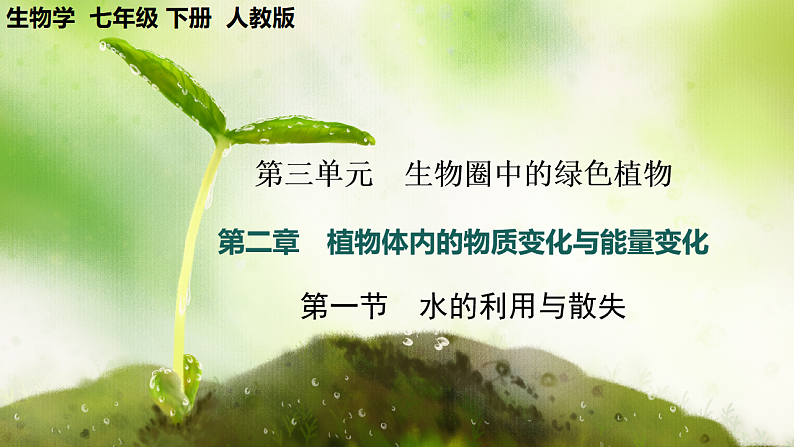 【核心素养】人教版初中生物七年级下册3.2.1《水的利用和散失》课件第1页