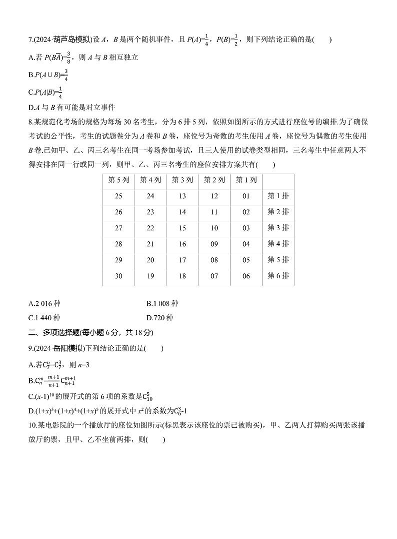 专题五　微专题1　计数原理与概率 --2025年高考数学大二轮专题复习（强化练习）第2页