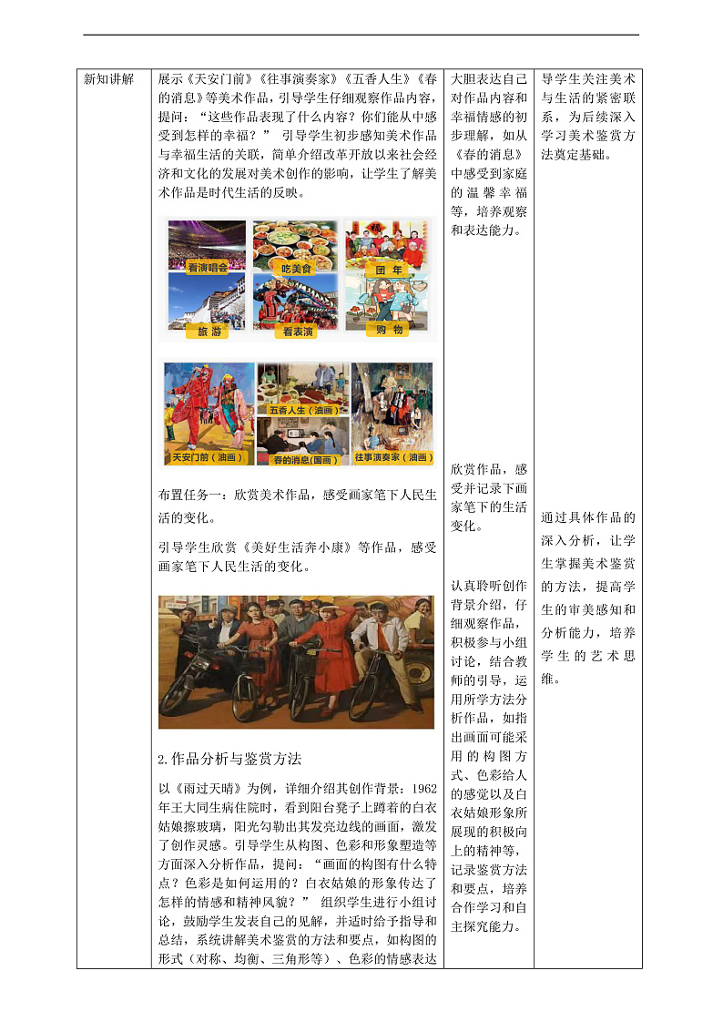 【大单元教学】新教材人教版第一单元第2课《生活之美》核心素养教学设计（表格式）第2页