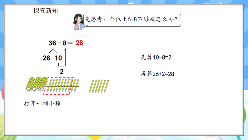 人教版(2024)数学一年级下册 4.4 两位数减一位数（退位）(课件）第6页
