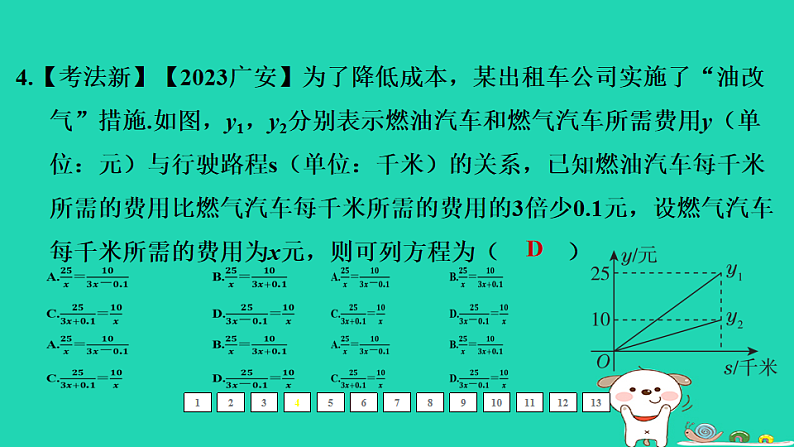 福建省2024中考数学1教材梳理篇第二章方程与不等式第6课时分式方程及其应用课后练本课件第5页