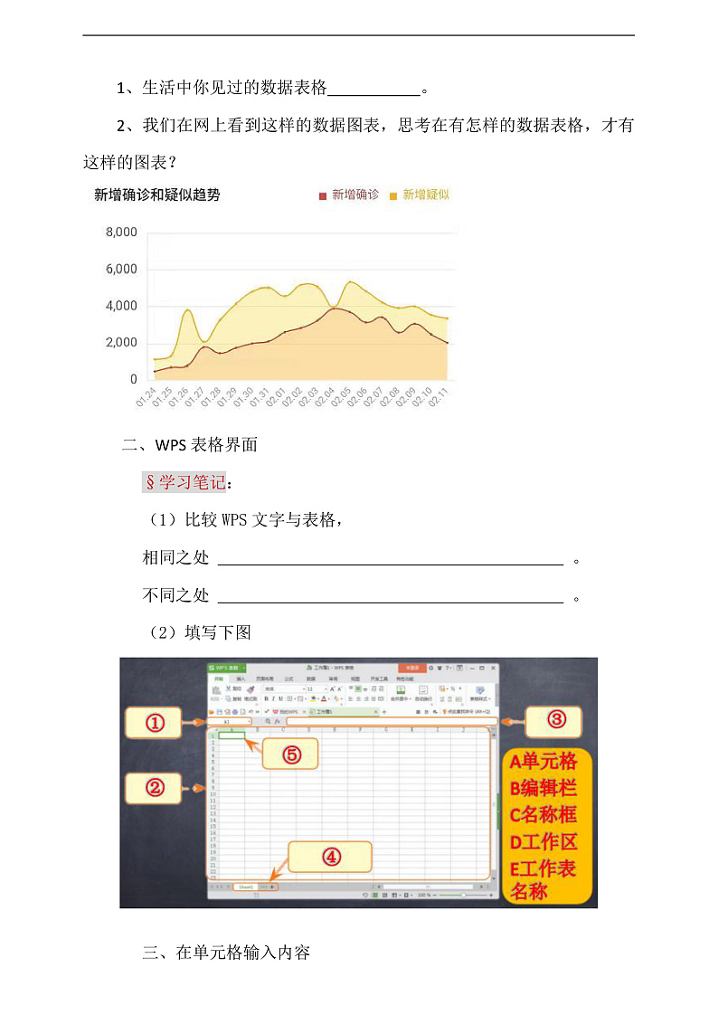 粤科版信息技术六下 第1课《初识WPS表格》学案第2页