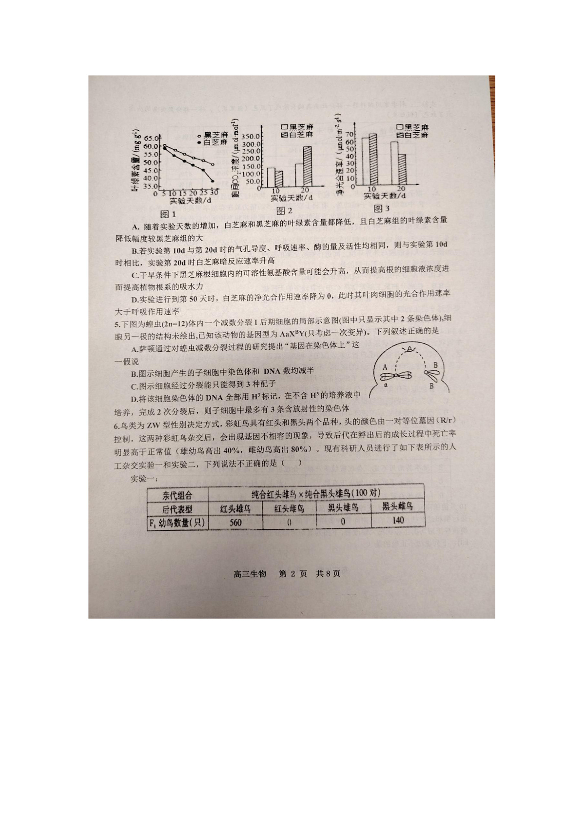 江西省景德镇市2025届高三上学期第二次质量检测生物试卷及答案第2页