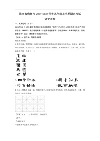 海南省儋州市2024-2025学年九年级上学期期末考试语文试卷（解析版）