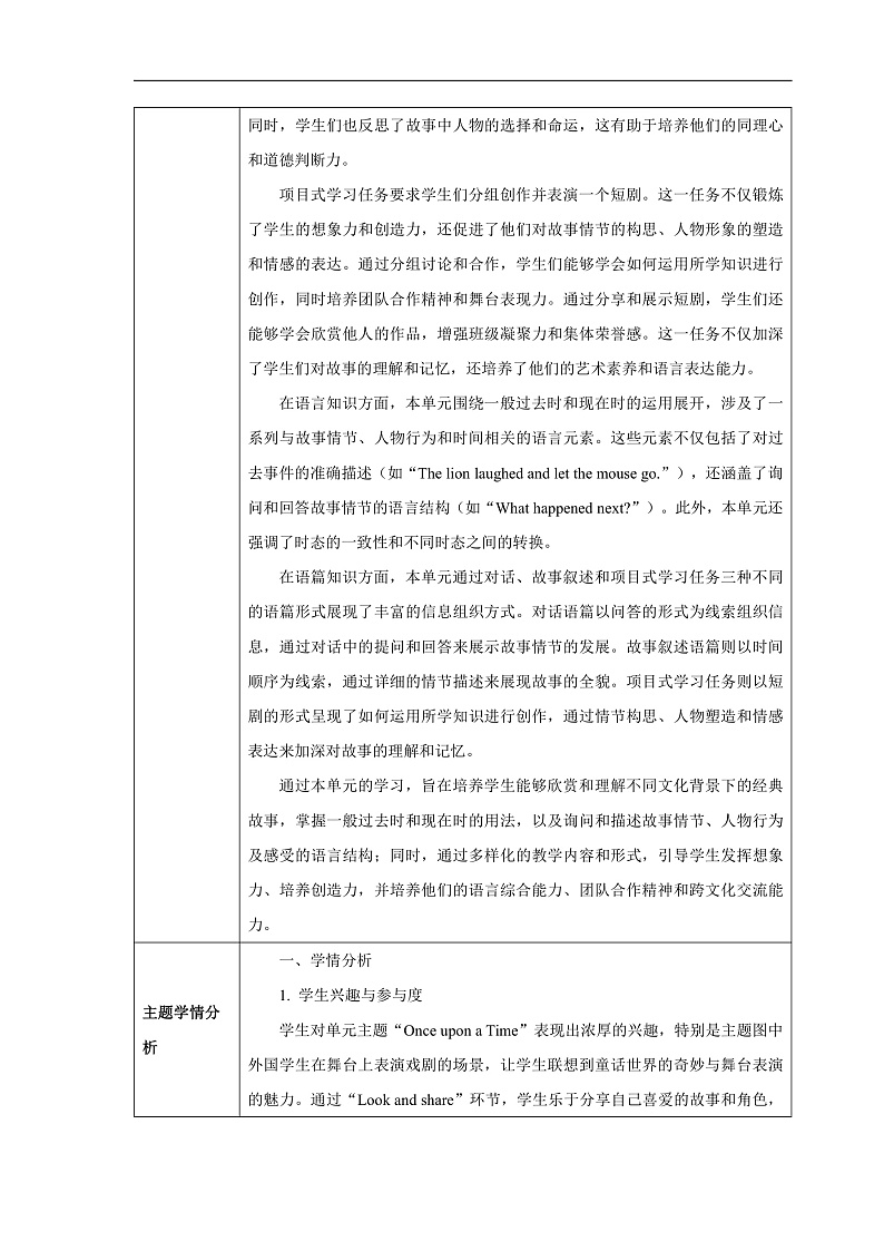 人教版（2024）七年级下册英语Unit 8 Once upon a Time 单元教学设计（共6课时）第2页