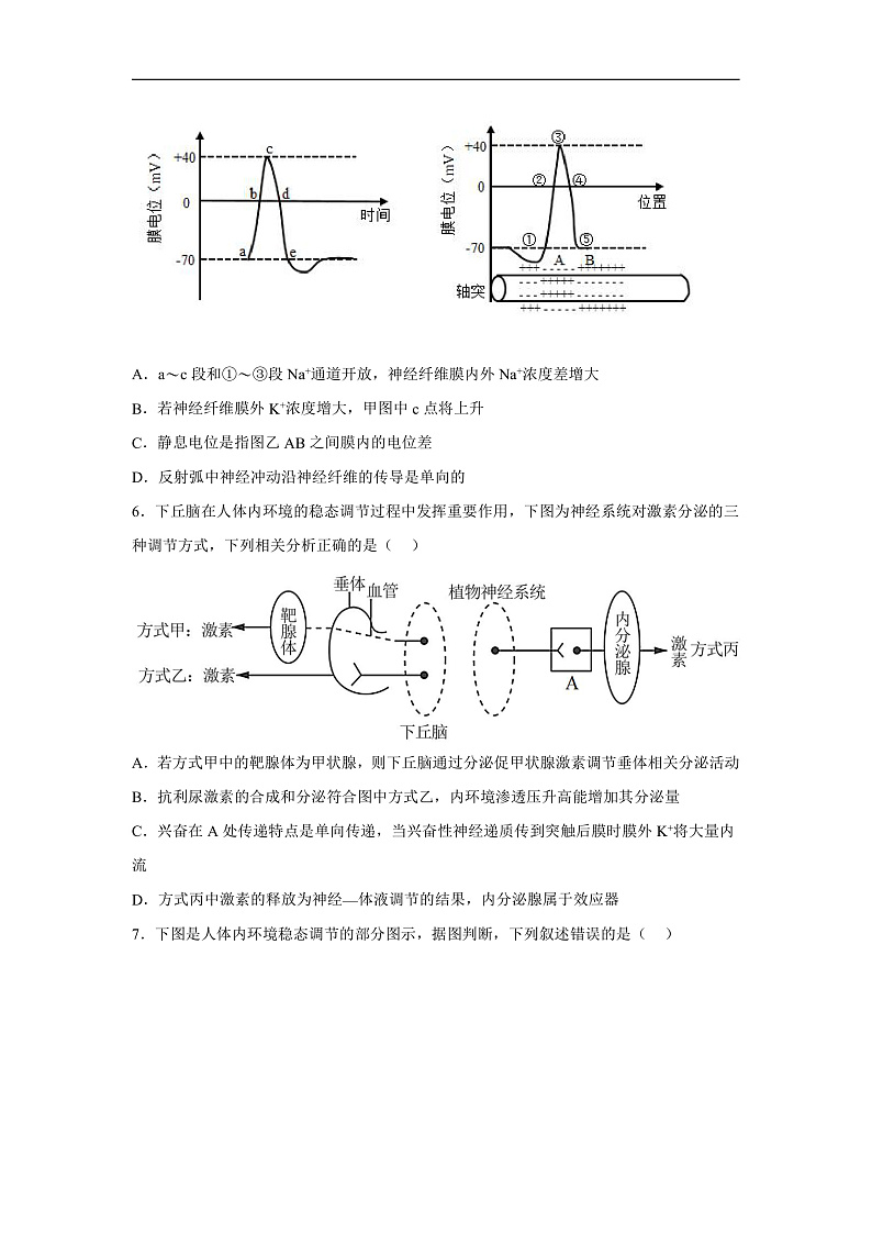 高中生物一轮复习第八单元稳态与调节单元检测卷（B卷）含解析答案第3页