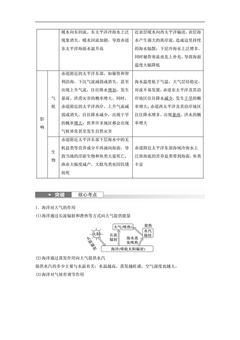 适用于新教材2024届高考地理一轮复习教案第一部分自然地理第四章水的运动课时24海_气相互作用湘教版第2页