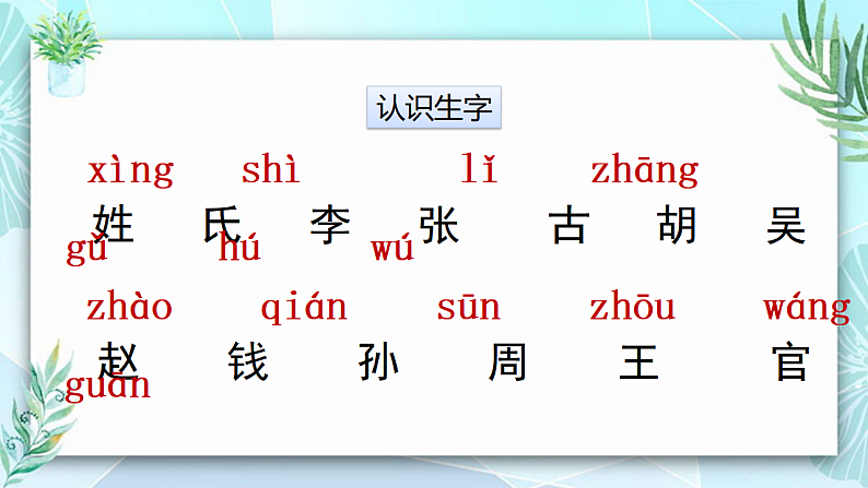人教版（2024）一年级语文下册识字2姓氏歌课件第4页