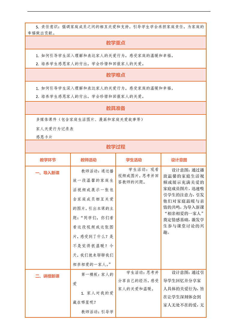 【核心素养】第10课《相亲相爱一家人》第1课时教案含反思第2页