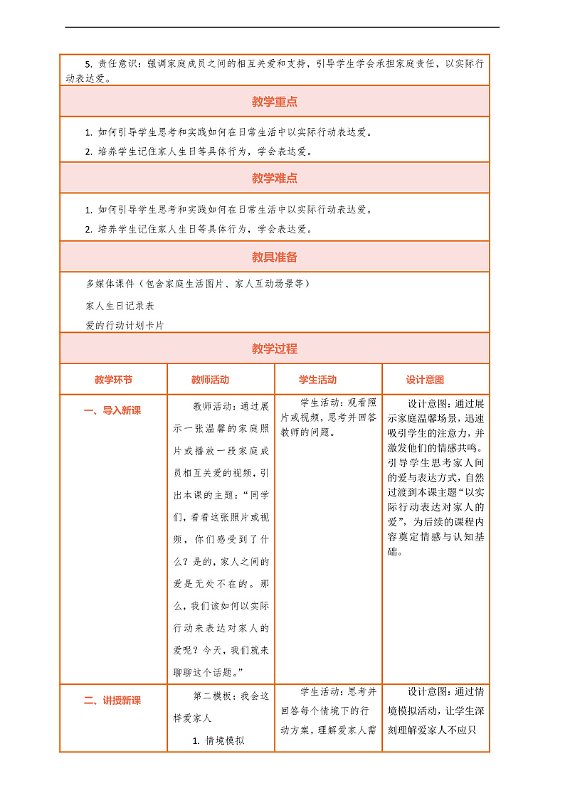 【核心素养】第10课《相亲相爱一家人》第2课时教案含反思第2页
