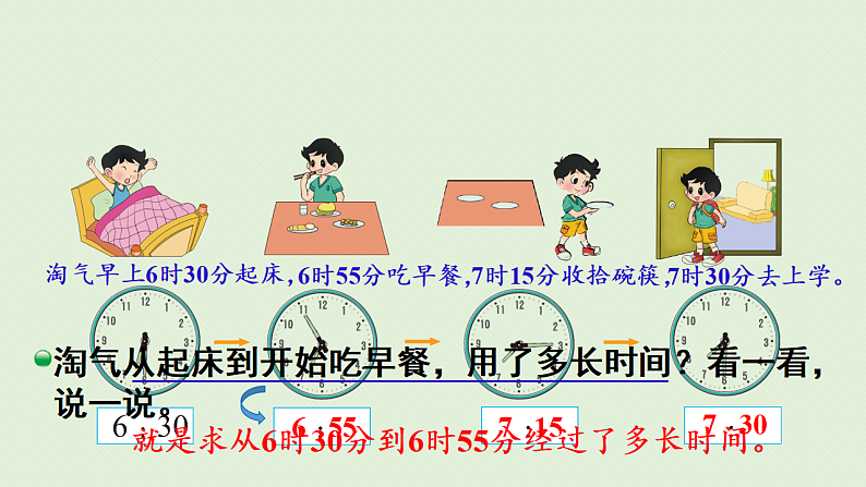 2025春北师大版数学二年级下册  七  时、分、秒 第3节  淘气的作息时间课件第5页
