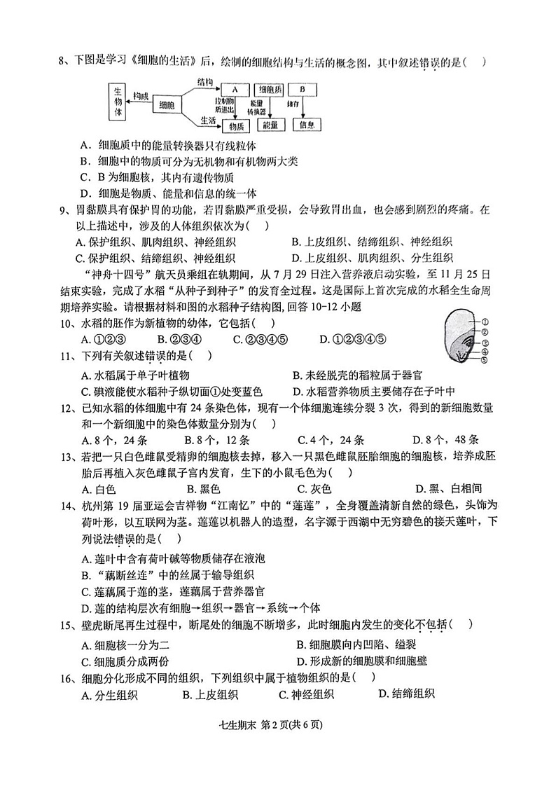 广东省潮州市湘桥区2024-2025学年七年级上学期期末 生物试题第2页