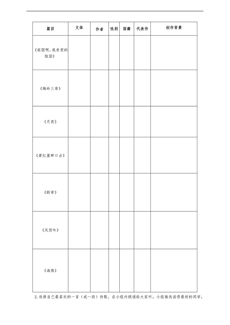 第一单元学习任务单-【大单元教学】统编版语文九年级下册名师备课系列第2页
