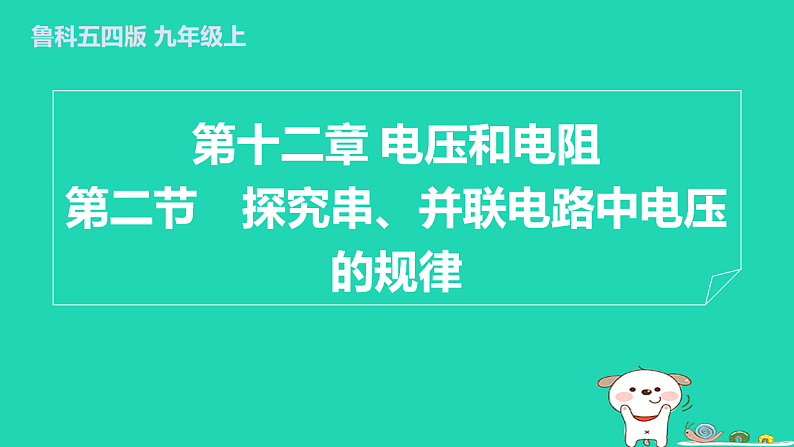 2024九年级物理上册第十二章电压和电阻12.2探究串并联电路中电压的规律习题课件鲁科版五四制第1页
