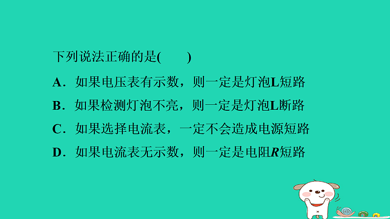 2024九年级物理上册第十二章电压和电阻专题特训六电路故障分析习题课件鲁科版五四制第6页