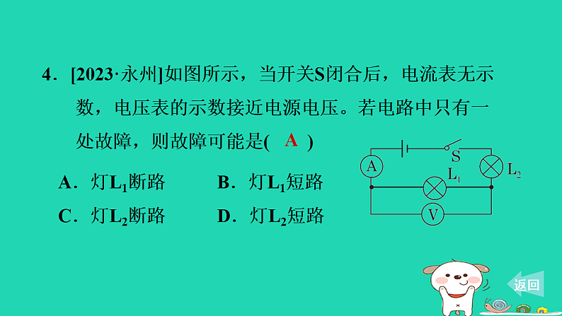2024九年级物理上册第十二章电压和电阻专题特训六电路故障分析习题课件鲁科版五四制第8页