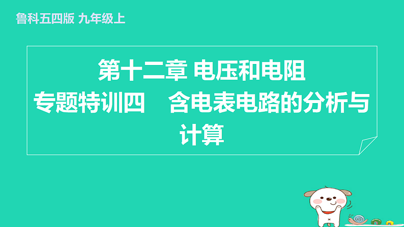 2024九年级物理上册第十二章电压和电阻专题特训四含电表电路的分析与计算习题课件鲁科版五四制第1页
