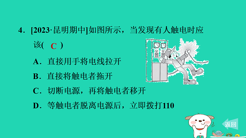 2024九年级物理上册第十五章安全用电15.3防止触电习题课件鲁科版五四制第8页