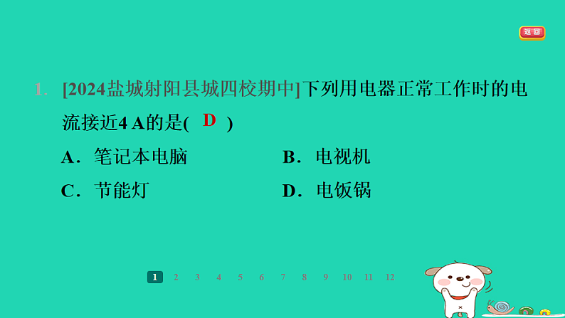 2024九年级物理全册第十三章电路初探3电流和电流表的使用第1课时电流和电流表的使用习题课件新版苏科版第3页